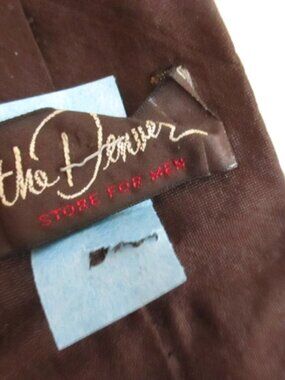 Vintage Silk Neck Tie 3” 56" Brown The Denver Genuine 1970s 80s